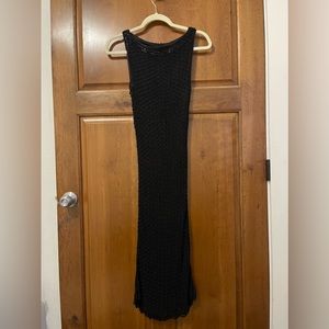 Vintage Long Midi Knit Black Beaded Formal Evening Event Dress Size Small